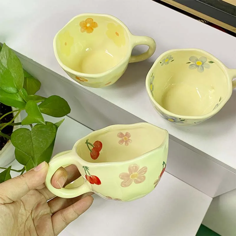 Ounissouiy Taza clásica de flores, tazas de cerámica para café, té