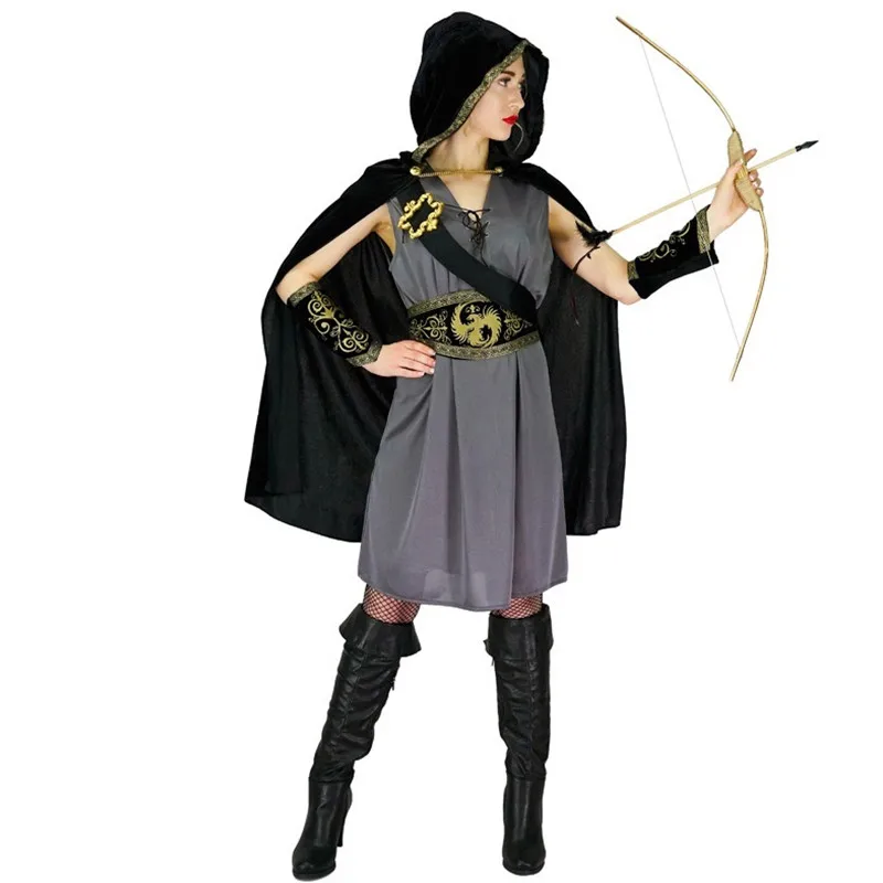 

Female Warrior Cosplay Women Halloween Hunter Archer Costumes Carnival Purim Parade Masquerade Stage Role Play Show Party Dress