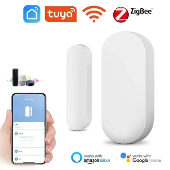 Tuya Smart Door Sensor WiFi/Zigbee Door Window Open Closed Detector Google Home Security Alarm System Smart Life APP Control 1