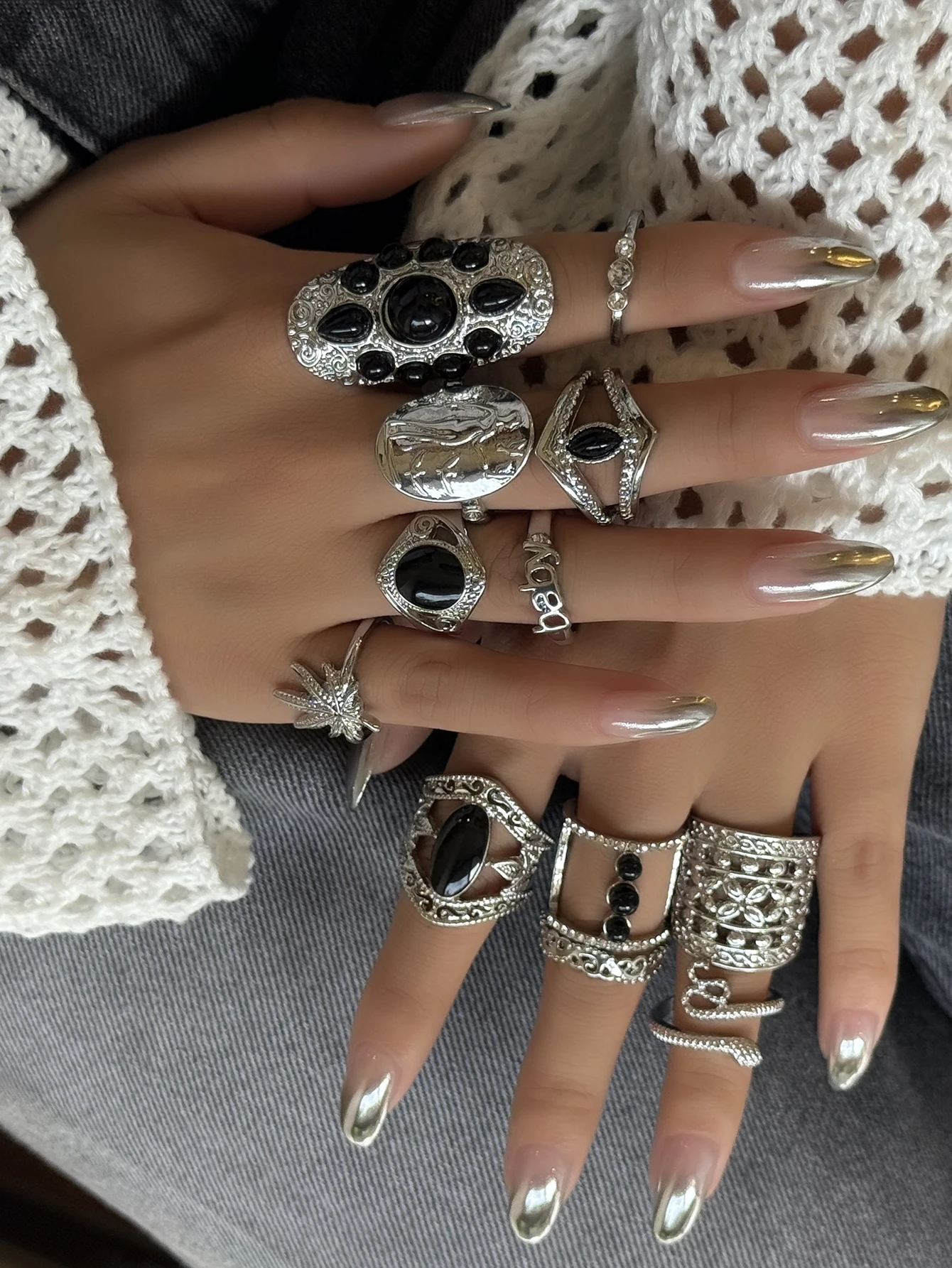 12pcs Style Ring Set for Womens Daily Gift
