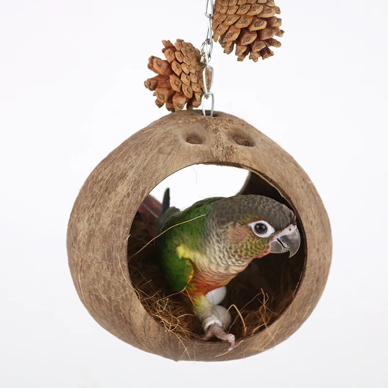 Coconut shell bird's nest swing bird's nest parrot's parrot bird toy swing hammock suspension ring suspension bridge