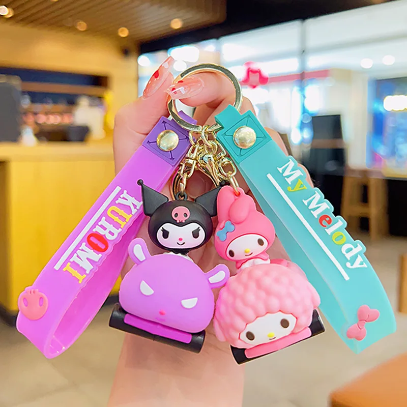 

Wholesale Sanrio Keychain Kuromi Cinnamoroll My Melody Hello Kitty Car Keyring Doll Car Styling Backpack Pendant Kids Gifts Toys
