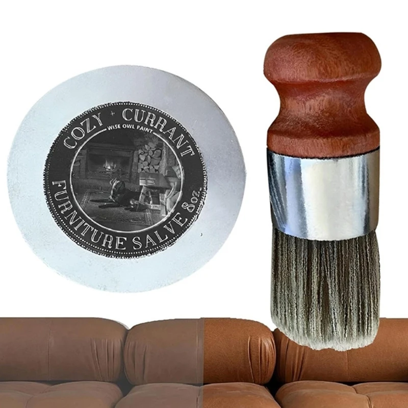Leather Care Oil Natural Leather Repair Solution Salve Brush Set for Furniture Restores and Maintains