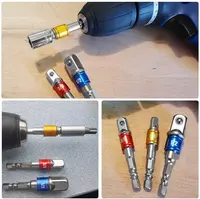 Adaptateur de douille de perceuse, Extension de perceuse à percussion, forets, adaptateur de douille de barre 1/4 3/8 1/2, taille tige hexagonale, foret à tête carrée 3 pièces 6