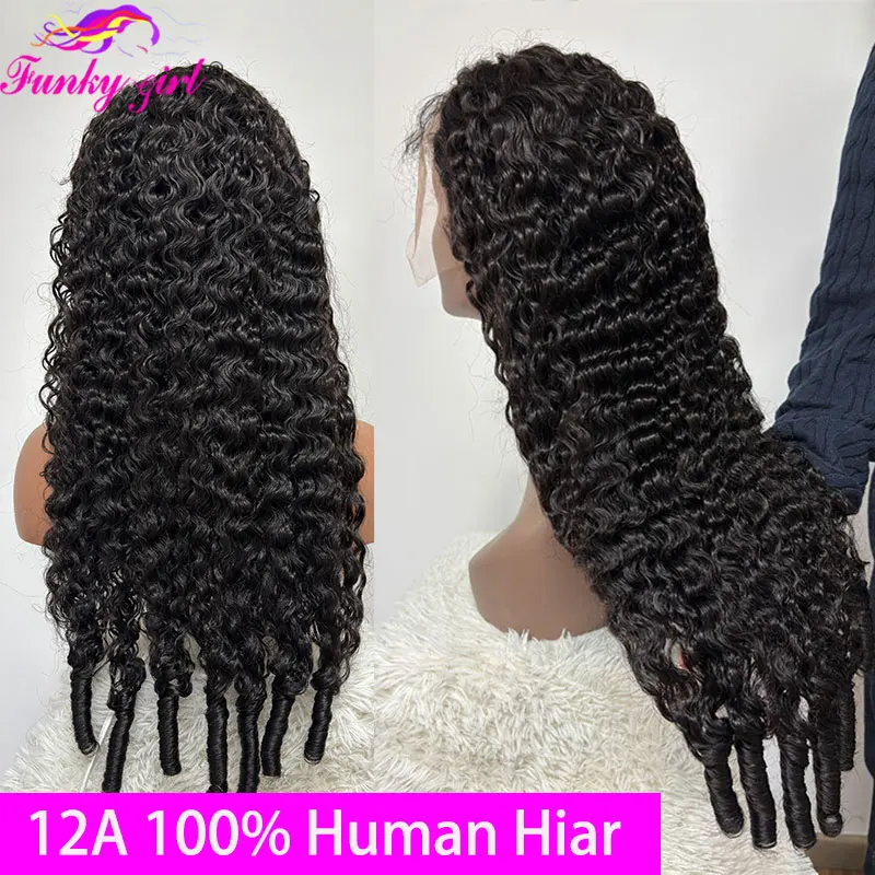 Human Hair Wig Burmese Curly Lace Front Wigs Brazilian Burmese Curls Human Hair Wig Water Curly Full Lace Wig For Women HD Transparent