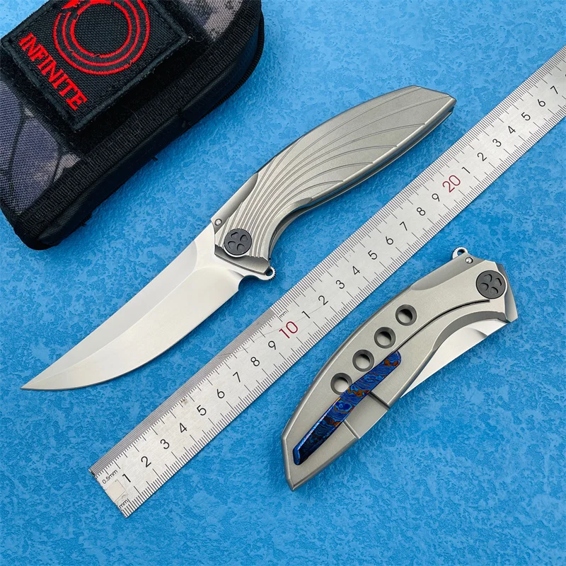 INFINITE Double Folding Knife M390 Blade Titanium alloyr Handle Outdoor