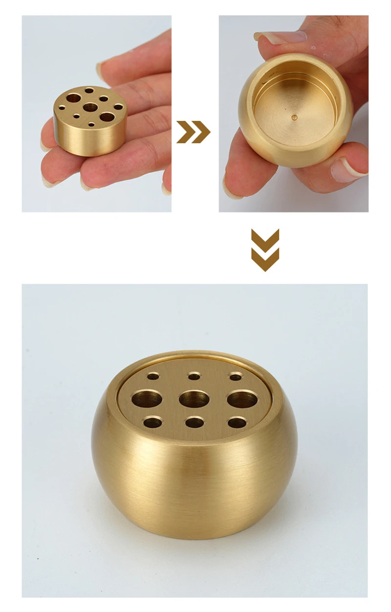 Räucherstäbchenhalter aus Messing mit 9 Löchern, Metall-Räuchergefäß für Räucherstäbchen, Zuhause, Innenduft, Werkzeuge, Buddhismus, Zubehör, Heimdekoration – Detail 6