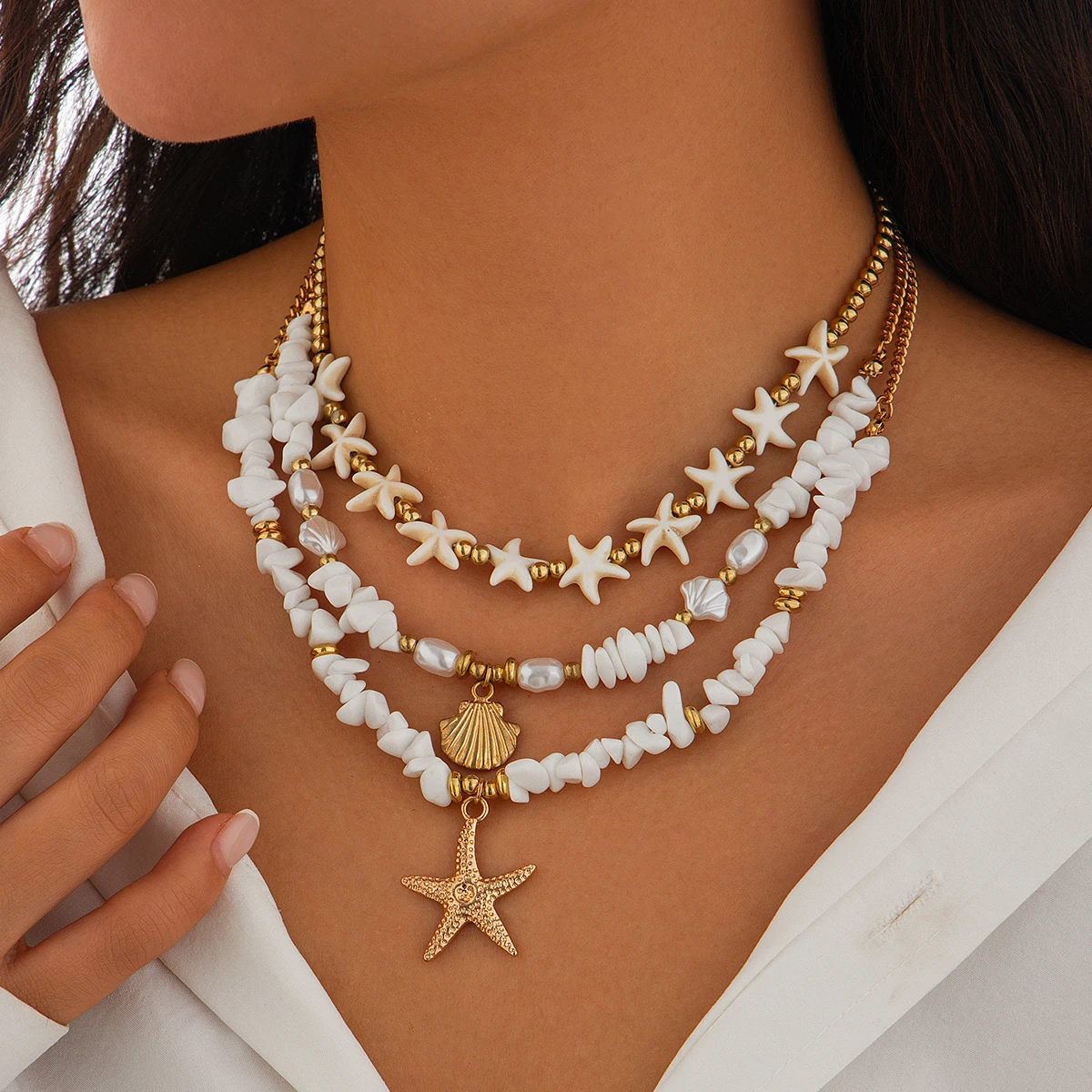 ★as''on★SEASTAR NECKLACE★正規品/韓国送料込 Seastar pendant necklace stainless steel necklace for women