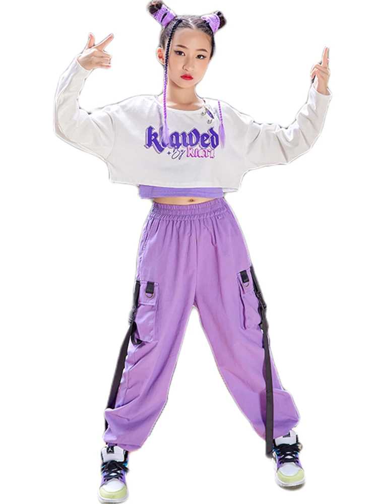 New Jazz Dance Costume Kids Hip Hop Clothes Girls White Crop