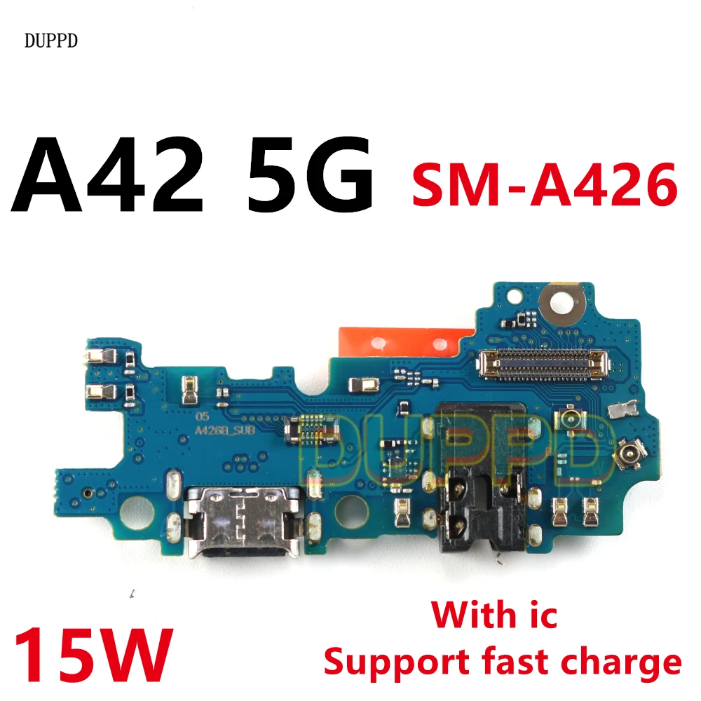 충전 보드 USB 포트+ 메인 보드 플렉스 케이블 삼성 갤럭시 A42 5G A426 A426B A426U 도크 커넥터 마더보드 15W