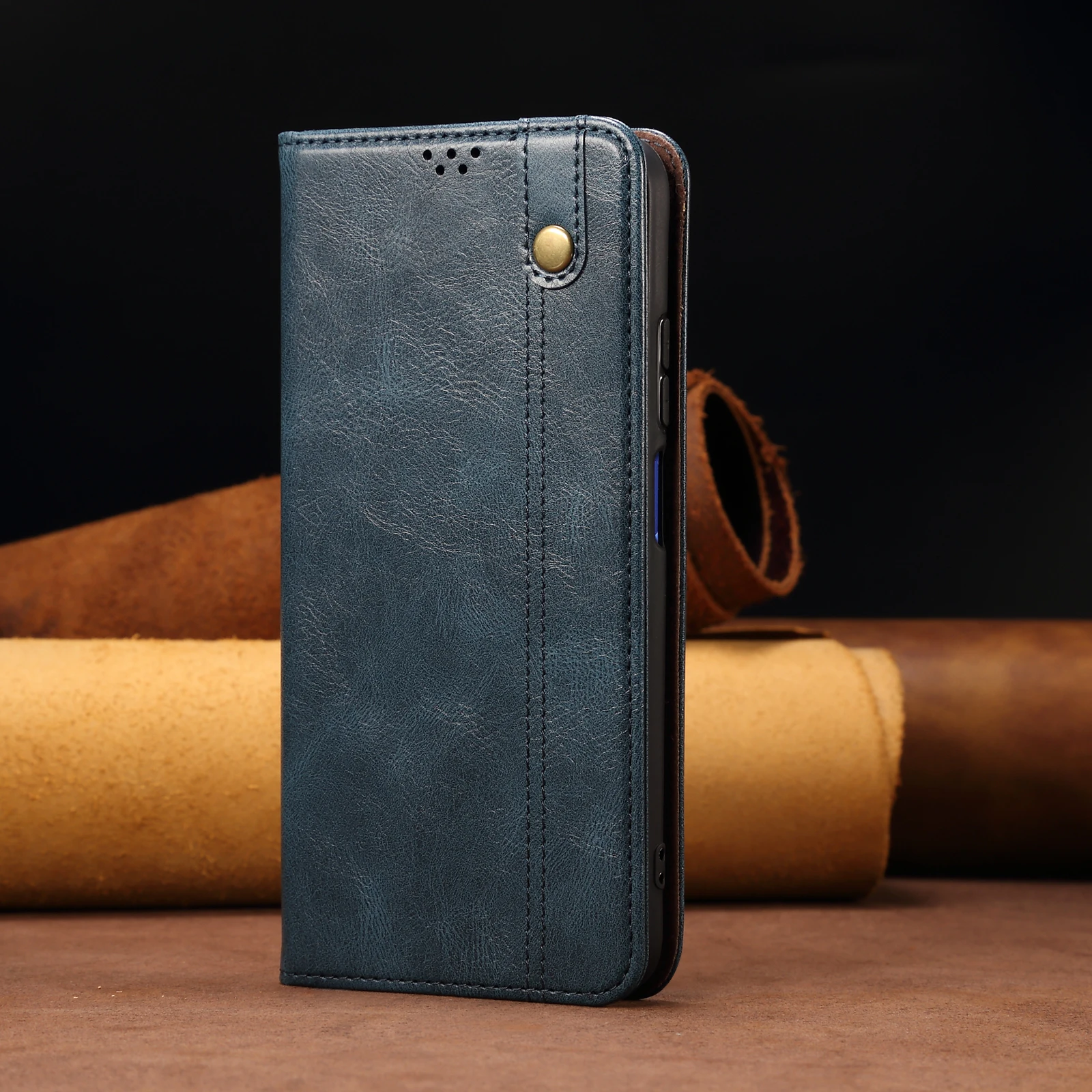Leather Flip Wallet Case with Card Holder and Protective Cover