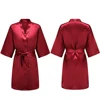 Robes courtes et soyeuses pour femmes, en Satin, pour demoiselle d'honneur, fête de mariée, vêtements de nuit