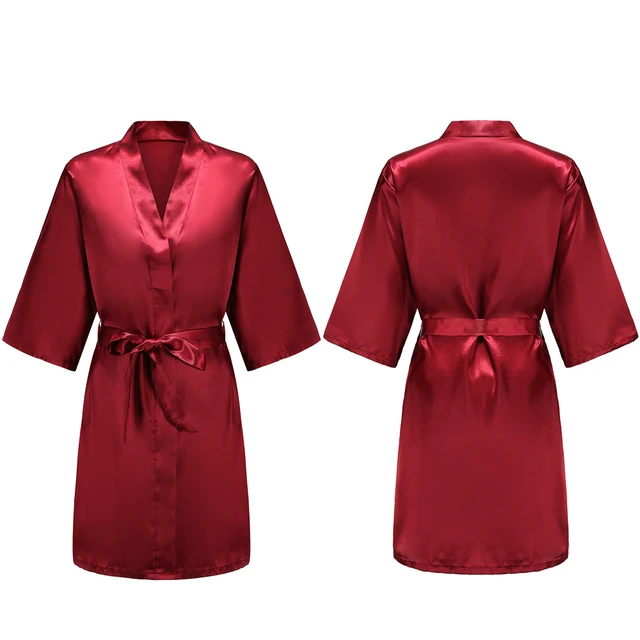 Robes courtes et soyeuses pour femmes, en Satin, pour demoiselle d'honneur, fête de mariée, vêtements de nuit