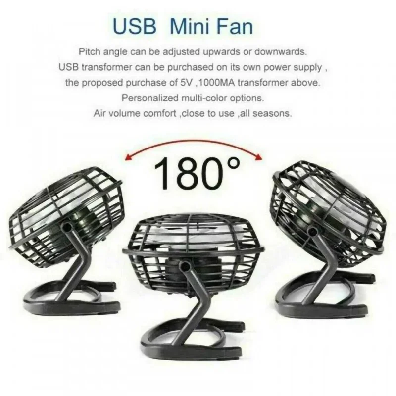DC 5V Mini USB Cooler Desk Fan 180Degree Rotatable Summer Portable Desktop Cooling For Notebook Laptop