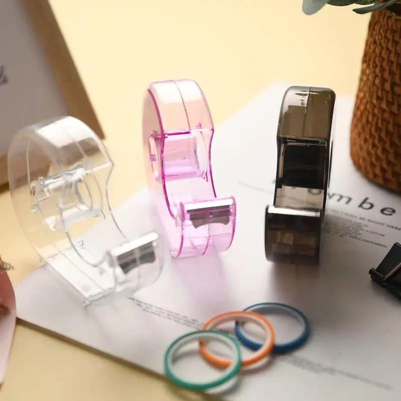 Random Color Transparent Tape Holder Invisible Snail Adhesive Paper Holder Student Tape Dispenser Acrylic Stationery images - 6