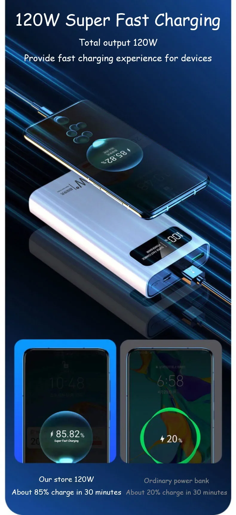 Xiaomi 50000mah 120w בנק כוח טעינה מהיר במיוחד קיבולת גבוהה תצוגה דיגיטלית בנק חשמל עבור iPhone Samsung huawei
