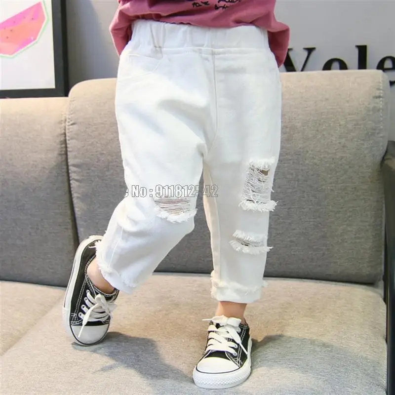 Jeans Toddler Boys Girls Ripped Jeans Pants Spring Autumn Jeans Kids Casual Style Clothes - 3