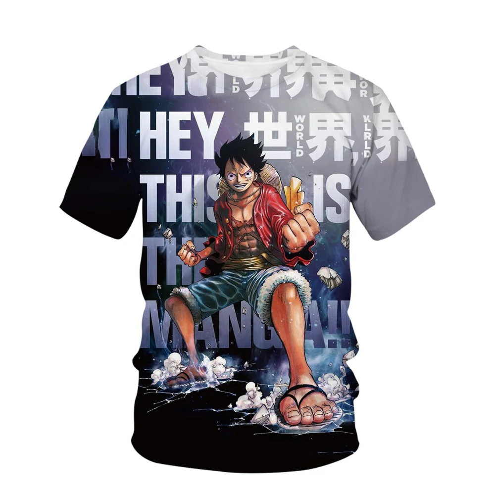 

Children's One Piece Cartoon Luffy Boys' Printed Children's Girls' Harajuku T-shirt Summer Children's Short Sleeved 3D T-shirt