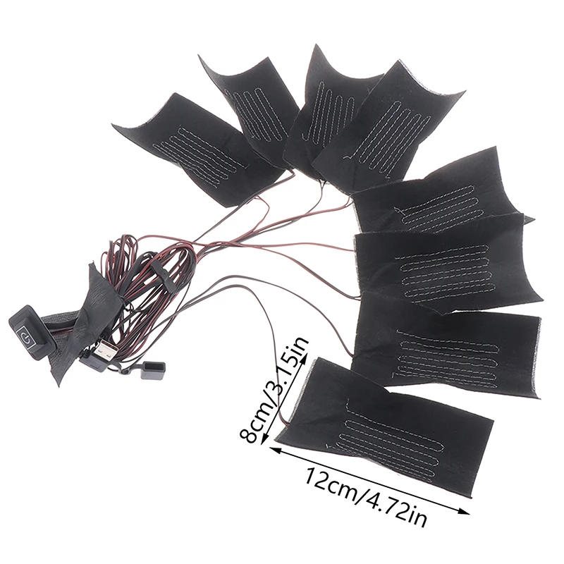 USB Clothes Heater Pad 8IN1 3 Gear Adjustable Temperature Electric Heating Sheet Heating Warmer Pad For Vest Jacket Heated Jacket