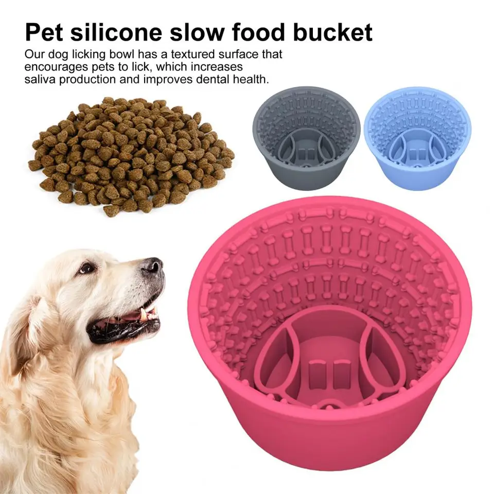 Silicone Dog Slow Feeder Lick Bowl - Anti-Choking, Non-Slip Mat For Anxiety Relief & Treat Dispensing, Grey