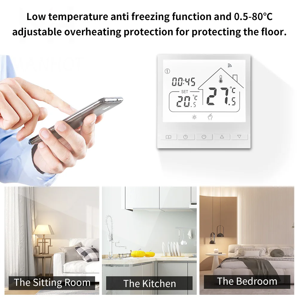 Tuya WiFi Smart LCD Display Thermostat Electric Floor APP Heating Water/Gas Boiler Temperature Remote Controller Alexa Google