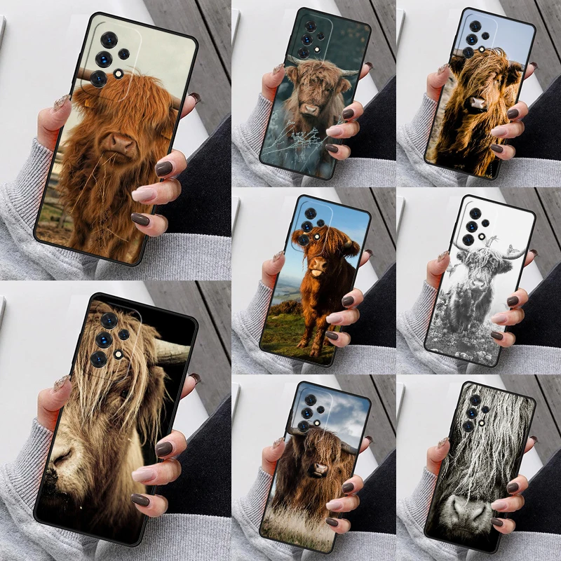 Cute Highland Cow Phone Custodie Funda Per Samsung Galaxy A13 A53 A73 A12 A22 A32 A52 A51 A71 A80 A91 Coque