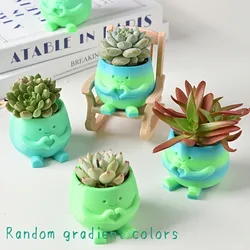 Charming Gradient Succulent Pot with Rocking Chair - Perfect Home Decor & Gift (Random  color)