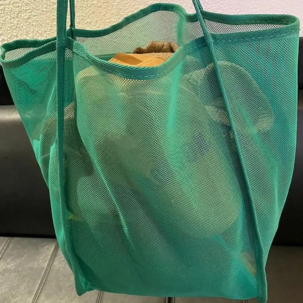 Breathable Mesh Tote Bag with Reinforced Handles - Large Reusable Bag for Shopping, Travel, and Gym