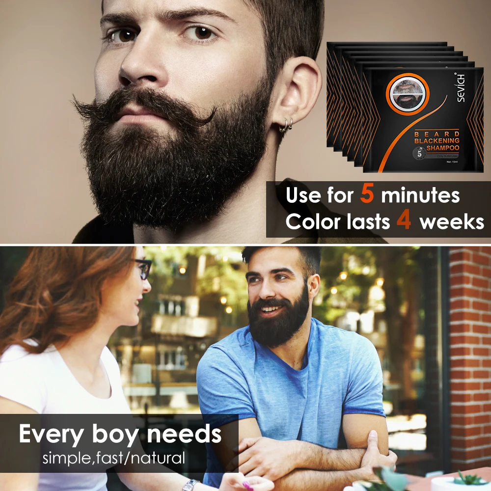 Hair Dye Shampoo 5 Minutes Men Efficient Blackening Beard Coloring Nourishing Beard Shampoo Dye Herb Natural Repair Faster Hair Color Dye 10pcs