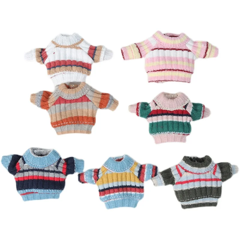 Ob11 Doll Candy Colors Jean Pant Clothes Cute Rainbow Short Sleeve Stripe Sweater Diy Dress Up Toys For Obitsu 11 Gsc YMY Molly 5