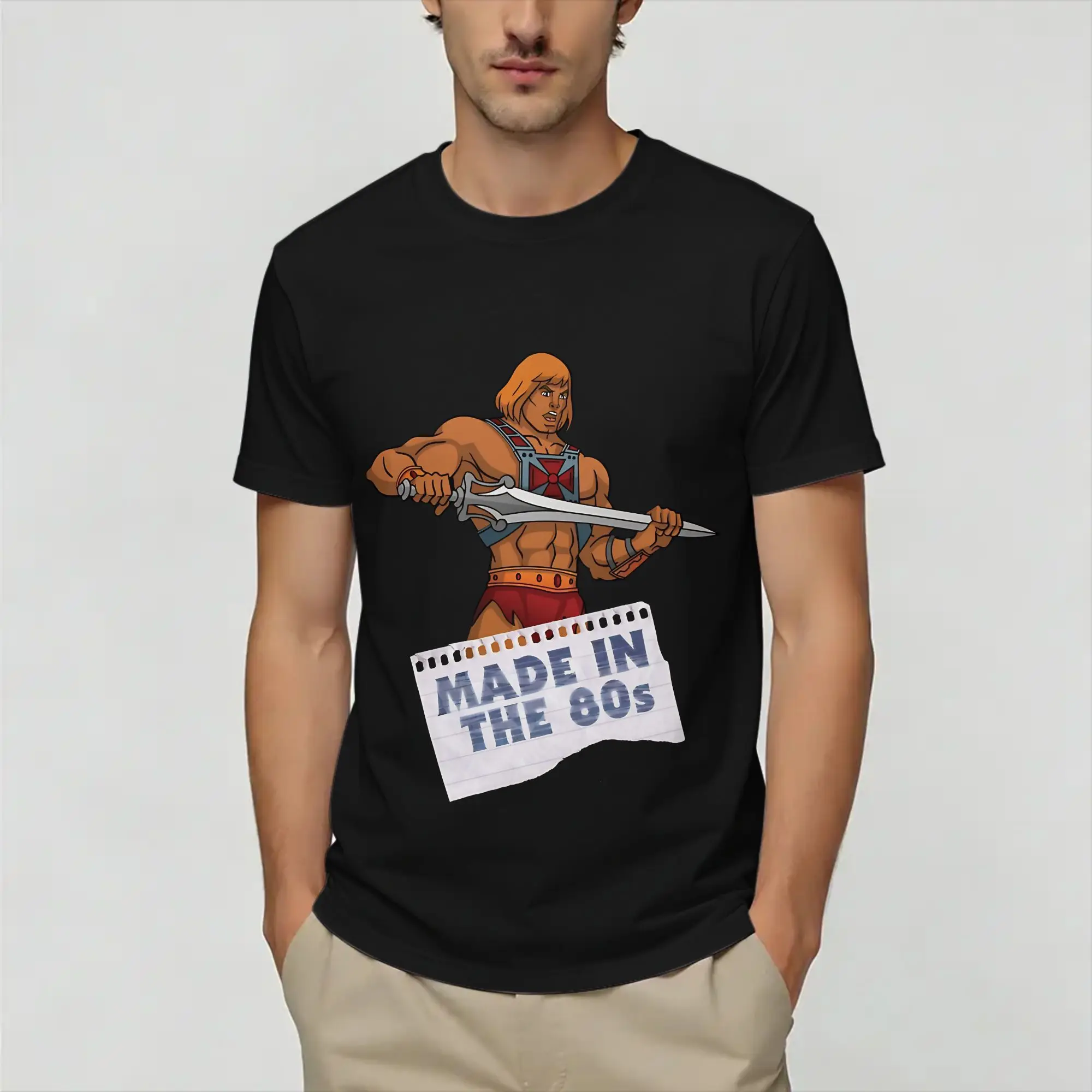 H-He Mans Starry T-Shirt, Sommermode-T-Shirts für Erwachsene, reine Baumwolle, O-Ausschnitt, übergroße Kleidung, kurze Ärmel, tolles T-Shirt