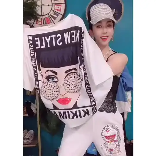 Футболка из 100% хлопка женская трендовая модная футболка с бисером корейские топы