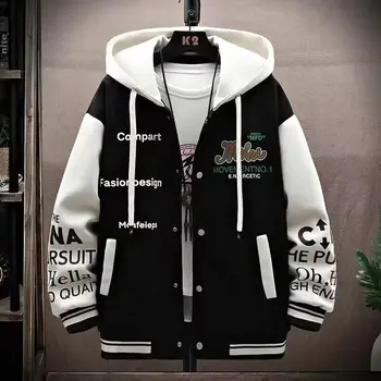 Giacca con cappuccio da uomo nuova M-6XL Abbigliamento da uomo Primavera Autunno Moda coreana Cappotto maschile allentato Maglia da baseball con cappuccio 2024 1