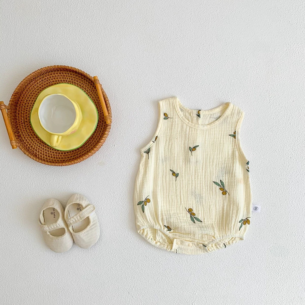 2023 New In Summer Infant Newborn Baby Girls Boys Wrinkle Cloth Cotton Outfits Kids Casual Jumpsuits Toddler Bodysuits 4