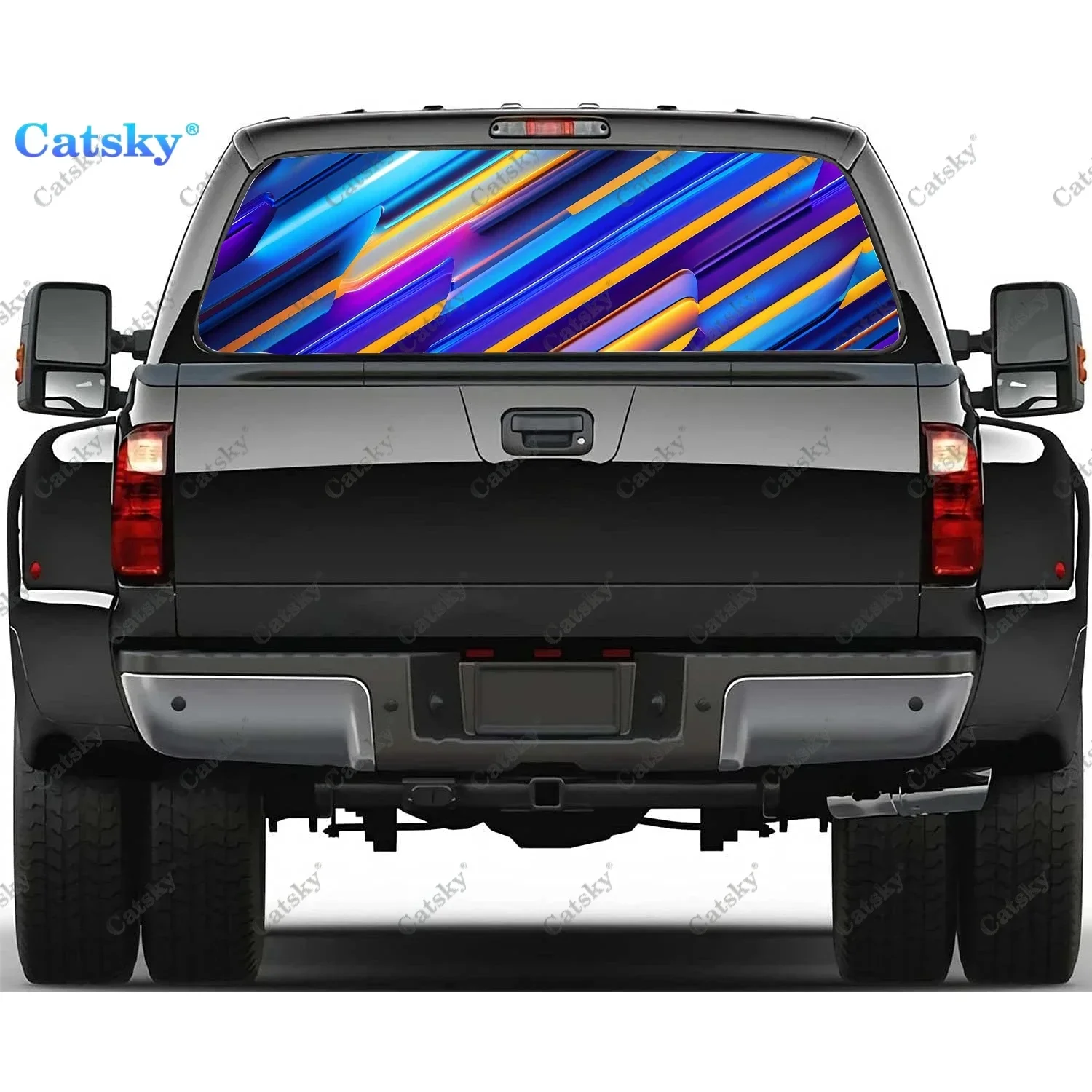 

Abstract Lines Colorful Neon Rear Window Decal Fit Pickup,Truck,Car Universal See Through Perforated Back Window Vinyl Sticker