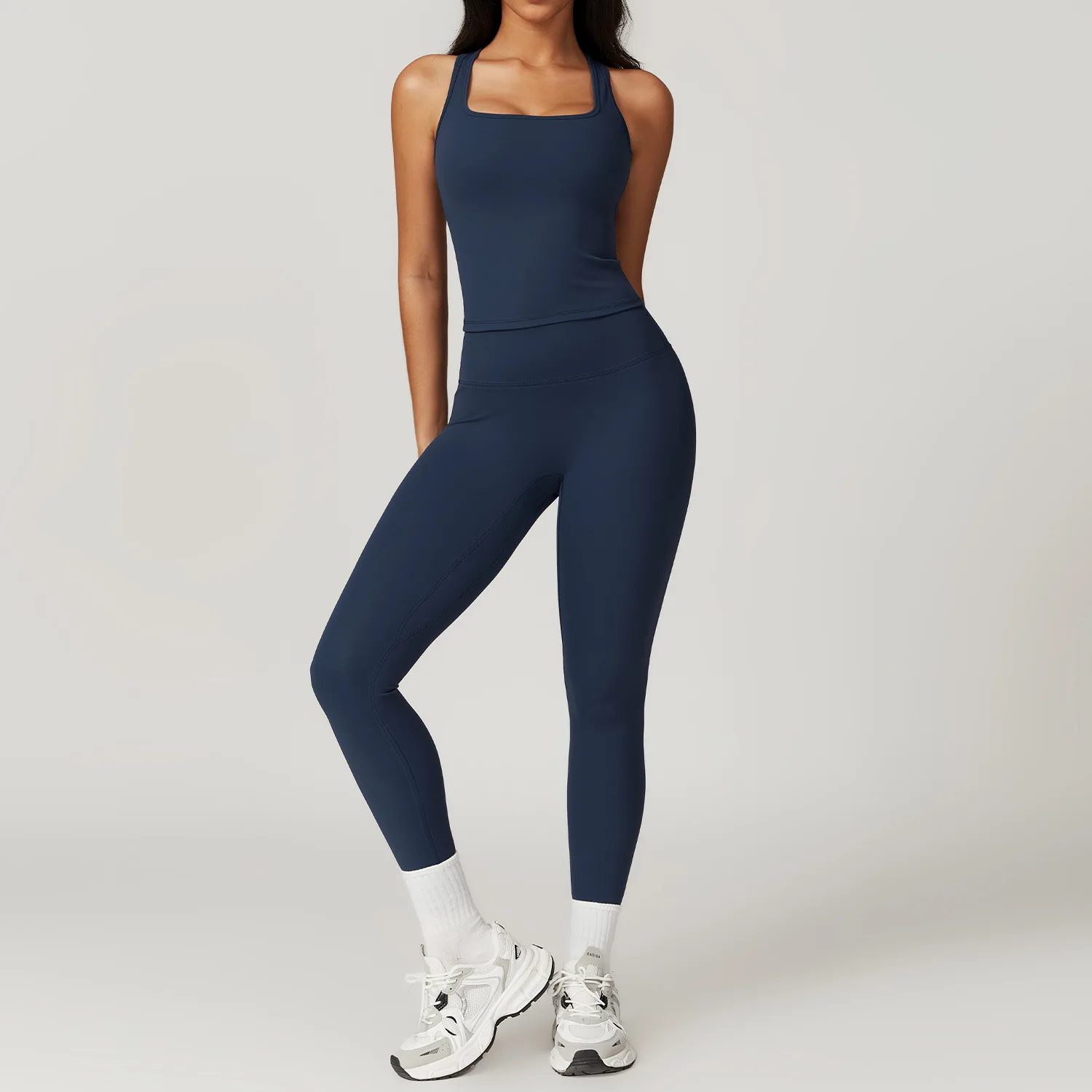 Yoga Sets Women Gym Clothes 2 piece Seamless Sports culottes Fitness Workout Sportswear Tennis Skirt Leggings Tank Shorts Suit