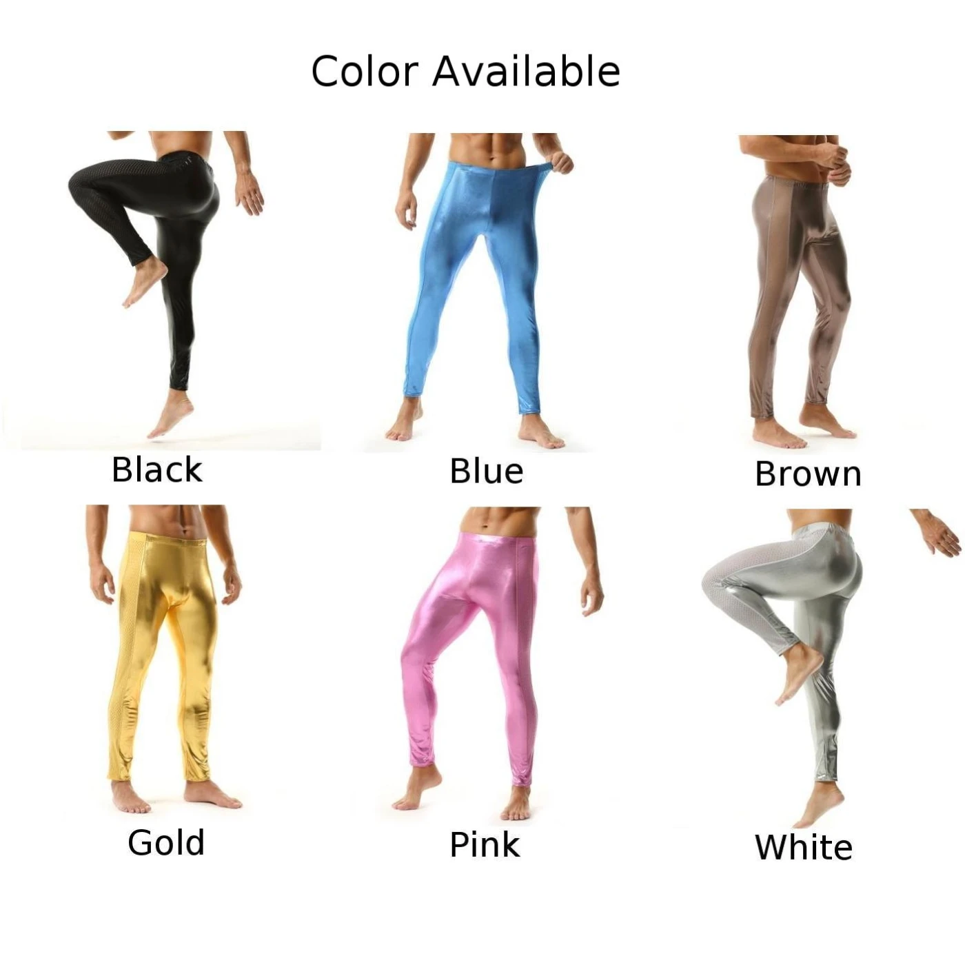 Mens Underwear Shiny Sweatpants Trousers Mesh Breathable Slim Fit Stretch Leggings Erotic Bodysuit Men Leggins Sexy Long Johns