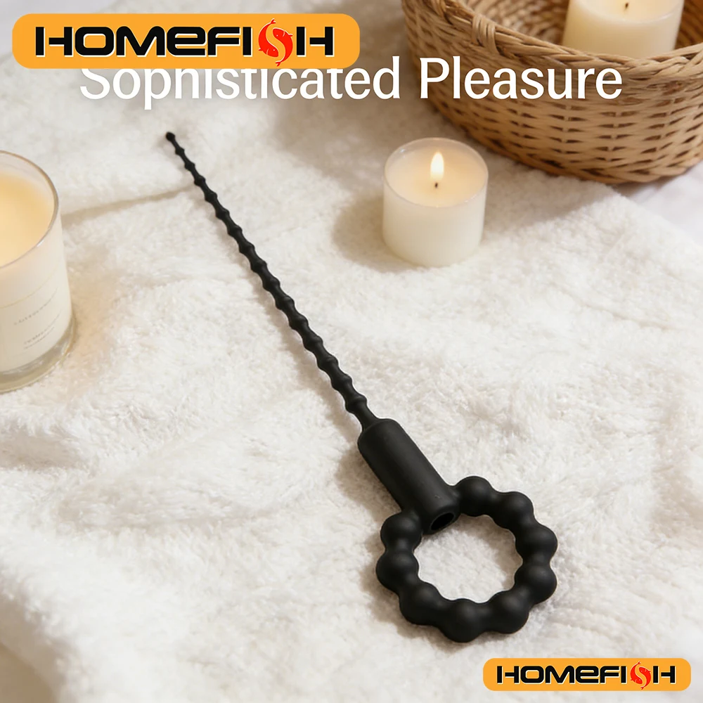 Silicone Vibrating Urethral Sound Electric Prostate Massager Toy Soft & Flexible Beaded Design for Intense Stimulation