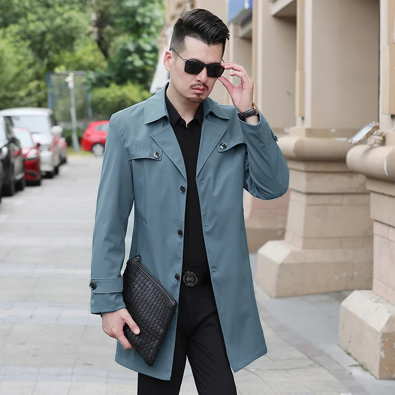 New Spring Autumn Men Fashion Trench Single Breasted Casual Windbreaker England Style Long Trench Male High Quality Jackets