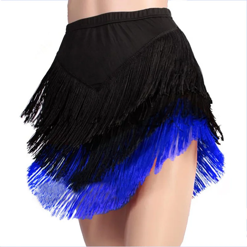Dance Skirt Adult Latin Women's Dance Performance Three-layer Tassel Irregular Short Modern Costume