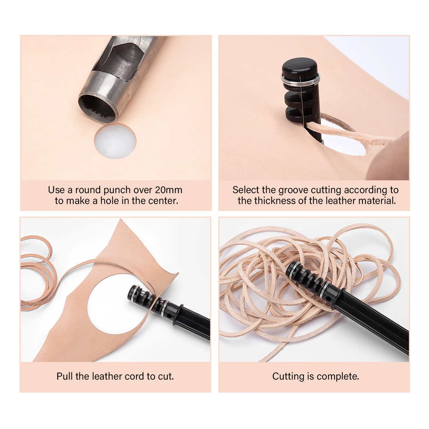 Description Picture 6 of itemLeather Strap Cutter Cord Knife Lace Maker Tool Strip Rope Hand Cutting Wire with 3 Blades DIY Weaver Leather Craft Lacing Tools