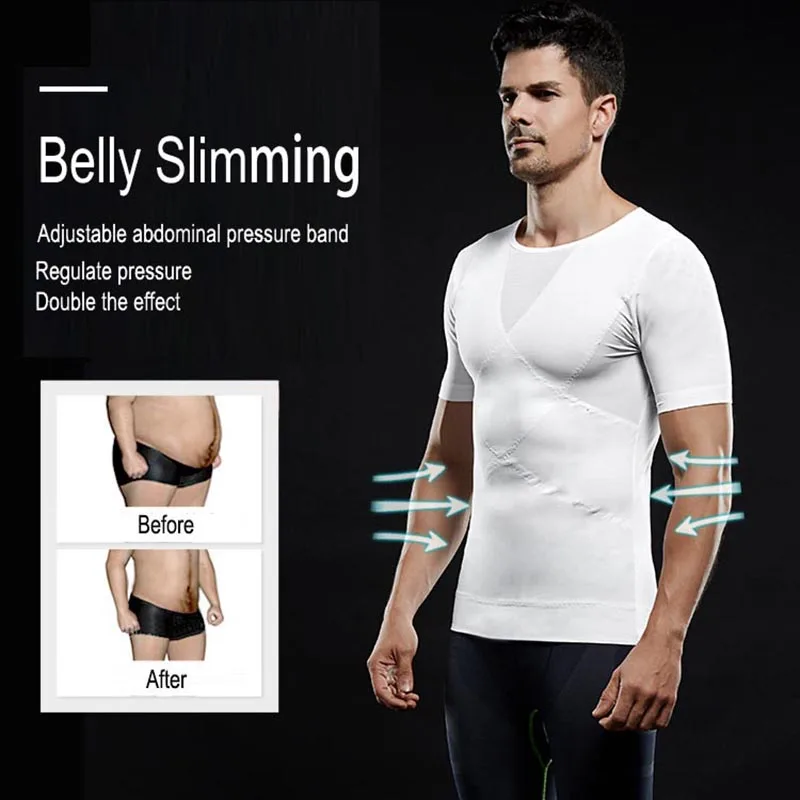 Men Shapers T-shirt Lose Weight Slimming Tops Belly Abdomen Slimming Posture Corrector T Shirt Waist Trainer Shapewear