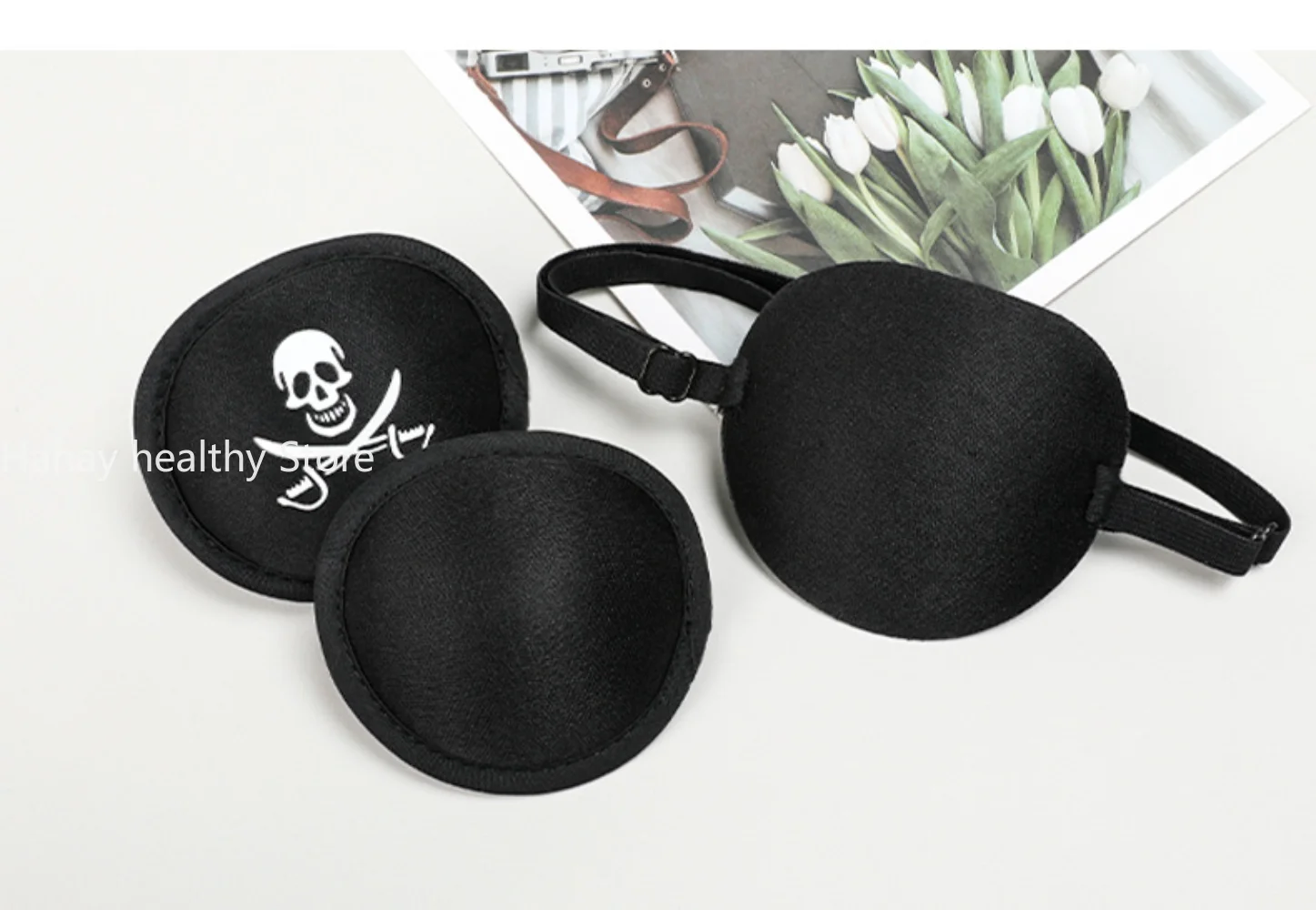 Pirate Eye Patch Unisex Black Single Eyepatch One Eye Washable Adjustable Concave Eye Patch Kid Pirate Cosplay Costume 6
