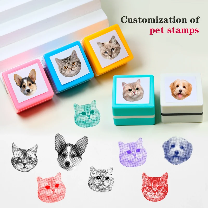 Custom-Made Pet Portrait Stamp DIY For Dog Figure Seal Personalized Cat Doggy Cuztomized Memento Chapter for Bookkeeping self ink stamps