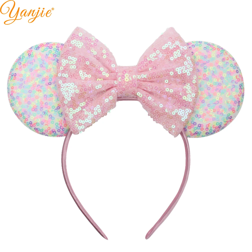 New Classical Mouse Ears Headband For Women Girls Festival Party Princess Hairband Kids Sequin Bow Female Cute Hair Accessories hair barrettes for adults
