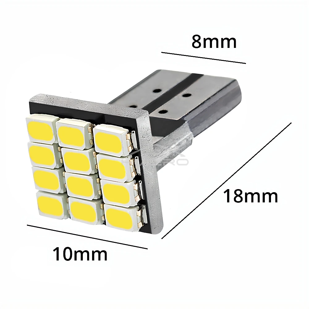 10PCS T10 W5W 12SMD 1206 자동차 웨지 화이트 LED DC 12V Canbus 오류 디코더 없음 외부 조명 번호판 램프 코너 백업 Led