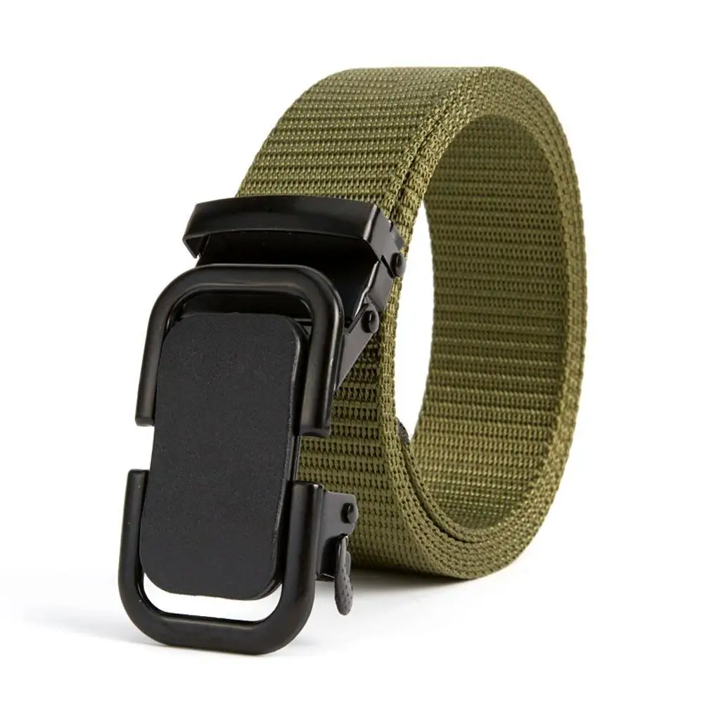 Men's Belt Automatic Buckle Nylon Canvas Woven Waistband For Outdoor Training Teenagers' Versatile Canvas Waistband