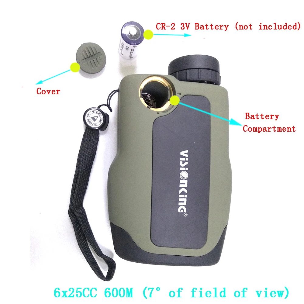 Visionking 6X25 Golf Laser Rangefinder 600m Distance Meter Monocular FMC Bak4 Roof Prism Telescopes For Tactical Hunting Optics