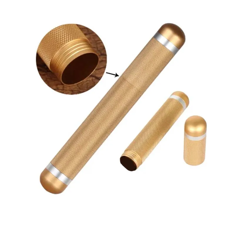 

Aluminum Cigar Tube Single Holder Container Stainless Steel Cigar Case Holder Moisturizing Cigar Accessories Tobacco Box