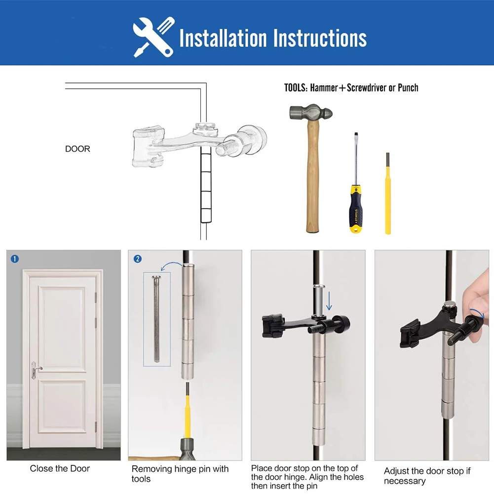 

Brand New Pin Door Stopper For Hinged Doors Doorstops Heavy Duty Kit Parts Replacement Thicken Zinc Ally Tips Hardware